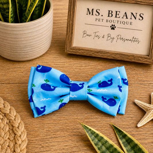 Nautical Whale Bow Tie | Ocean Blue Pet Accessory