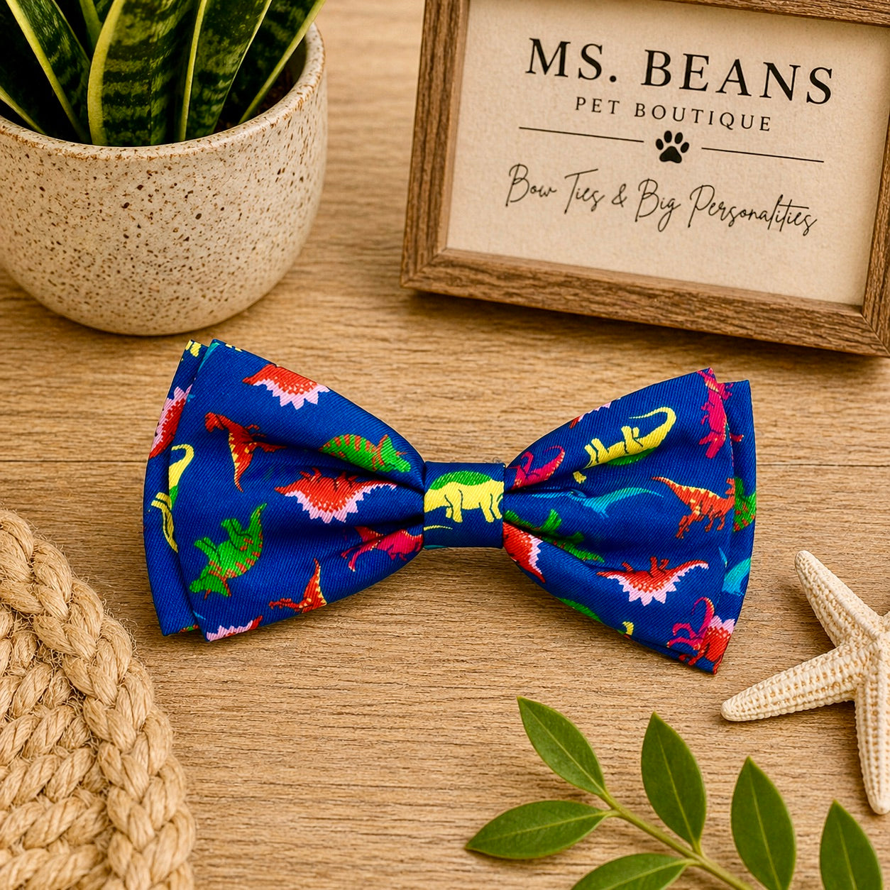 Dino Party Bow Tie | Bold Blue Pet Accessory