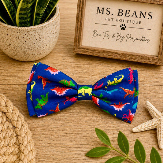 Dino Party Bow Tie | Bold Blue Pet Accessory