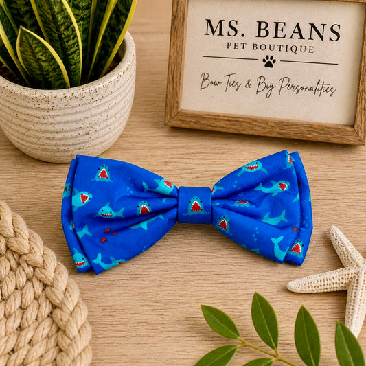 Shark Bite Bow Tie | Deep Sea Blue Pet Accessory